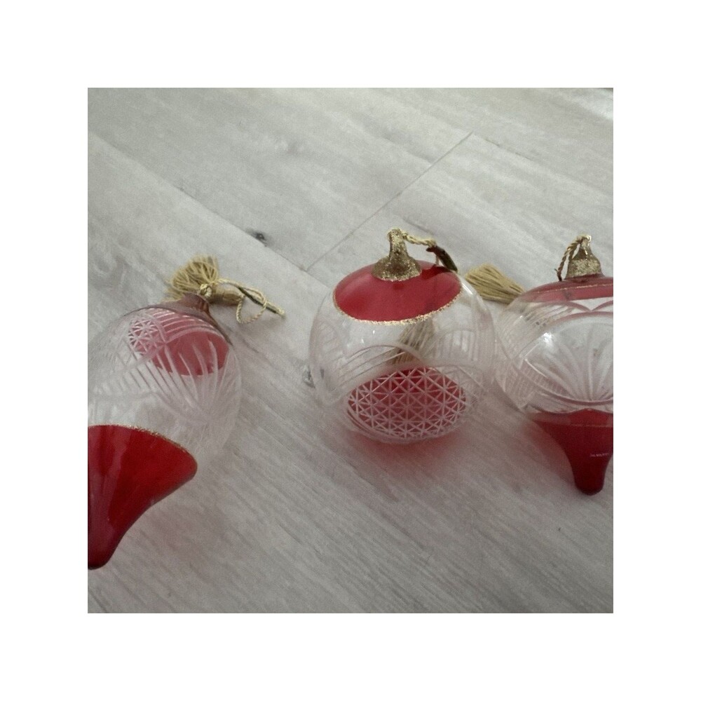 Marquis Waterford Ruby Holiday Ornaments Set Of 3 *read*